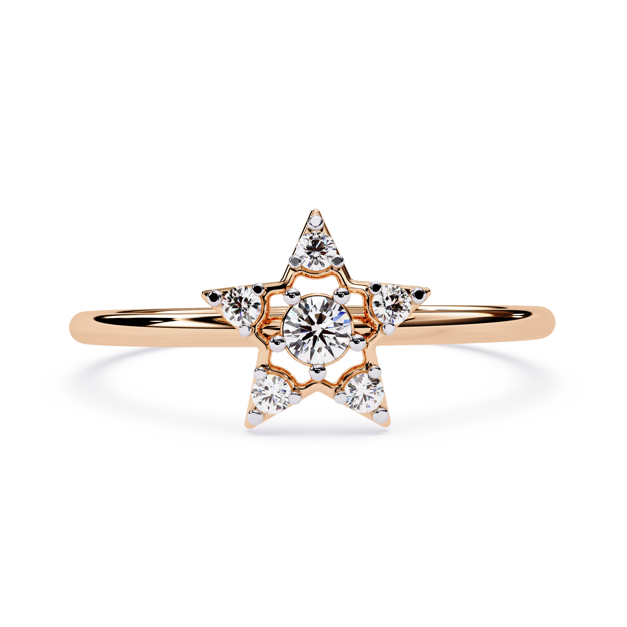 Star Diamond Ring – Celestial Round Cut Lab Grown Minimalist Designer Diamond Ring- Lustraa’s Celestial Ring