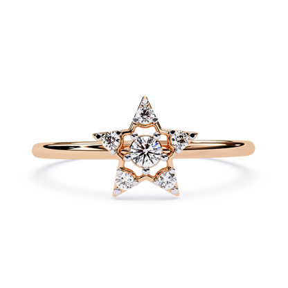 Star Diamond Ring – Celestial-Inspired Round Cut Diamond Ring- Minimalist Designer Rind - Lustraa’s Celestial Ring