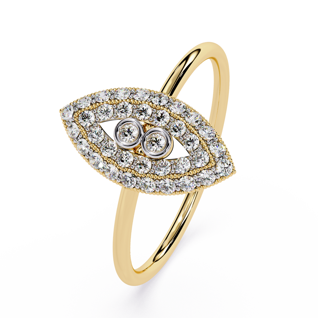 Marquise Inspired Diamond Ring – Evil Eye Dainty Lab Grown Ring with Round Cut Stones – Lustraa’s Minimalist Ring