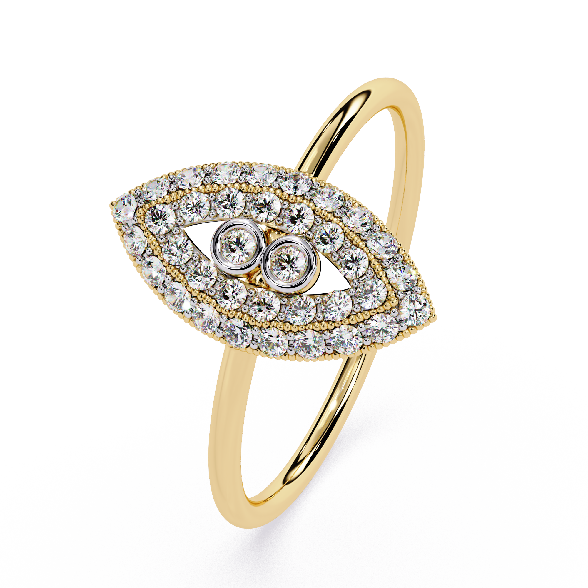 Marquise Inspired Diamond Ring – Evil Eye Dainty Lab Grown Ring with Round Cut Stones – Lustraa’s Minimalist Ring