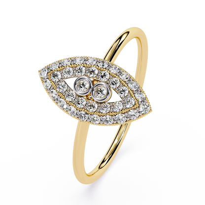 Diamond Marquise Evil Eye Ring – Dainty Ring with Protective Symbol & Round Cut Stones – Lustraa’s Minimalist Ring