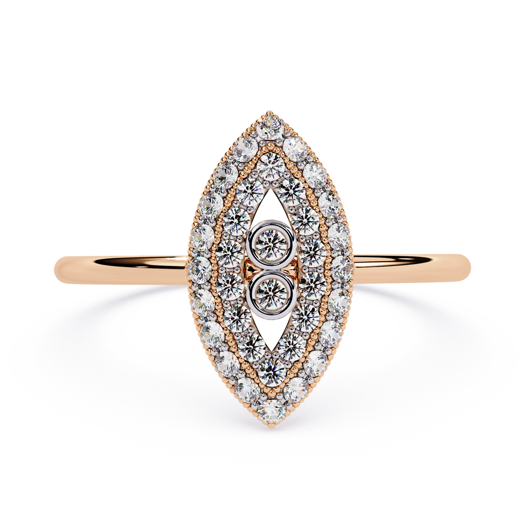 Marquise Inspired Diamond Ring – Evil Eye Dainty Lab Grown Ring with Round Cut Stones – Lustraa’s Minimalist Ring