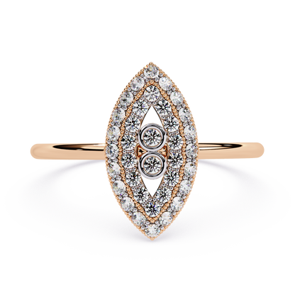 Diamond Marquise Evil Eye Ring – Dainty Ring with Protective Symbol & Round Cut Stones – Lustraa’s Minimalist Ring