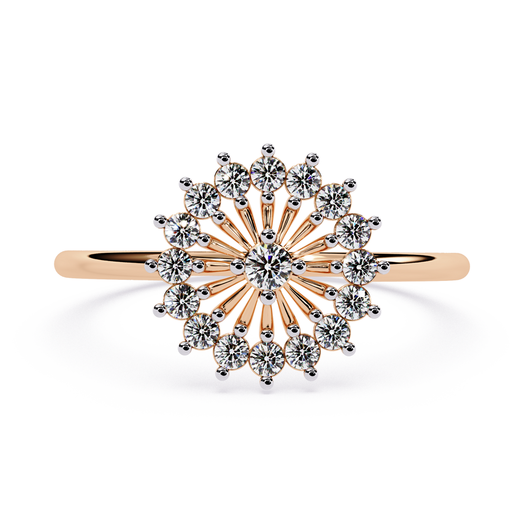 Floral Burst Diamond Ring – Lab Grown Cluster Statement Round Diamond Cocktail Engagement Ring- Lustraa’s Floral Ring