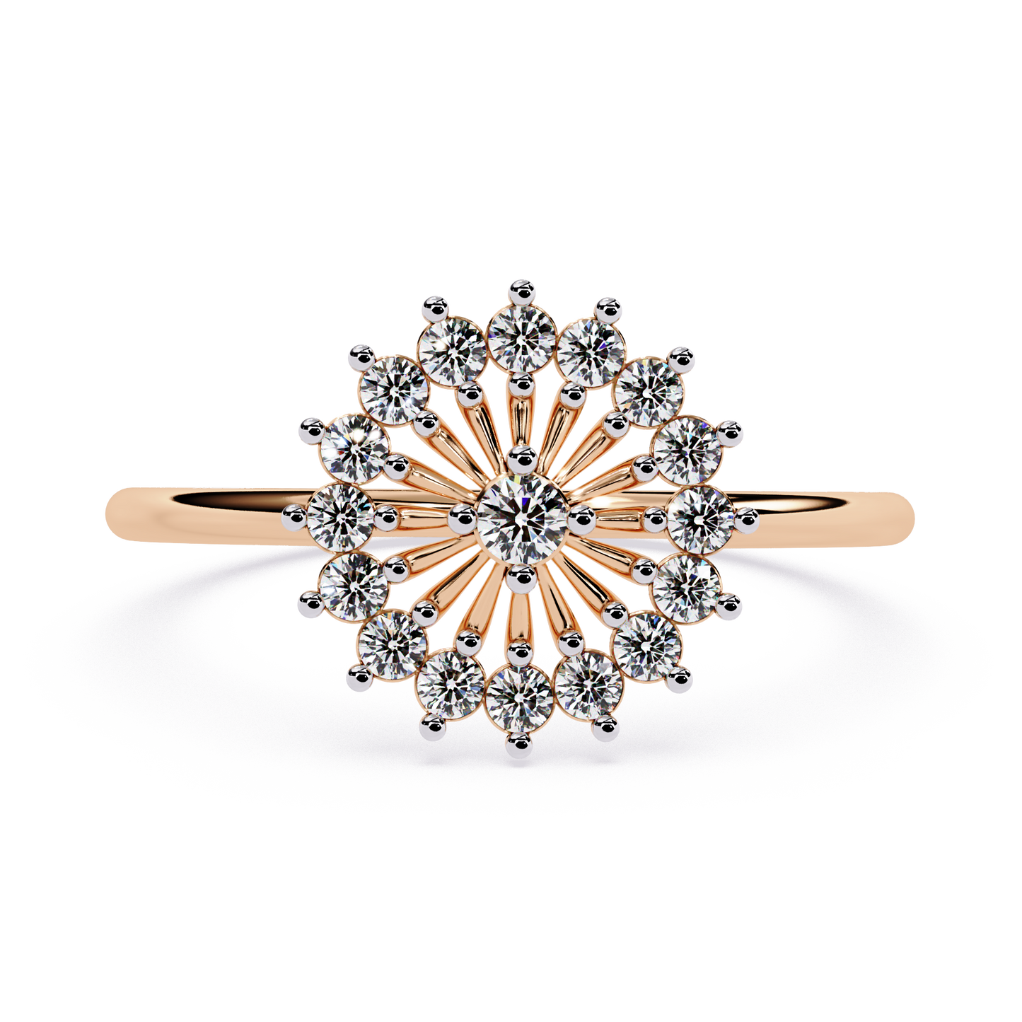 Lab Grown Diamond Floral Burst Ring | Cluster Statement Ring | Round Diamond Cocktail Ring | Elegant Engagement Ring -Lustraa’s Floral Ring