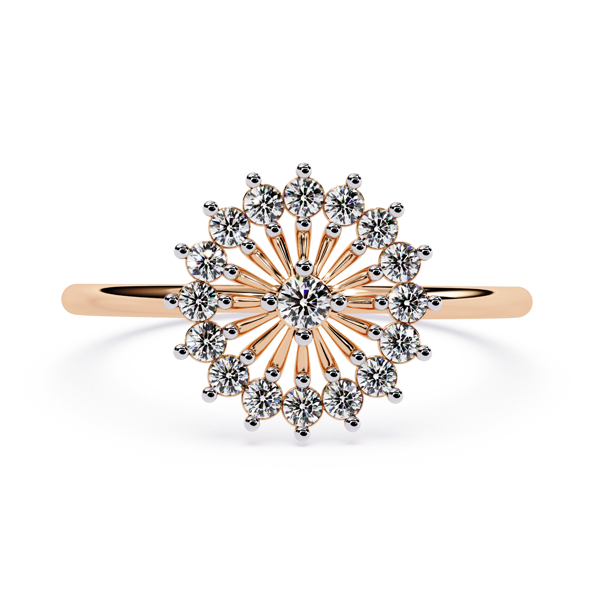 Floral Burst Diamond Ring – Lab Grown Cluster Statement Round Diamond Cocktail Engagement Ring- Lustraa’s Floral Ring