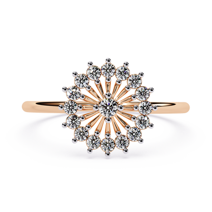 Lab Grown Diamond Floral Burst Ring | Cluster Statement Ring | Round Diamond Cocktail Ring | Elegant Engagement Ring -Lustraa’s Floral Ring