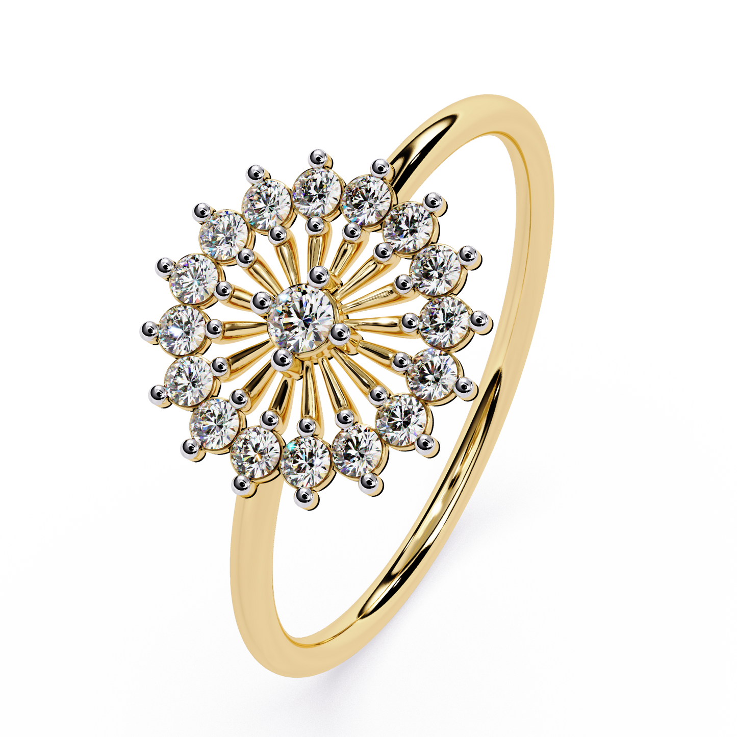 Lab Grown Diamond Floral Burst Ring | Cluster Statement Ring | Round Diamond Cocktail Ring | Elegant Engagement Ring -Lustraa’s Floral Ring