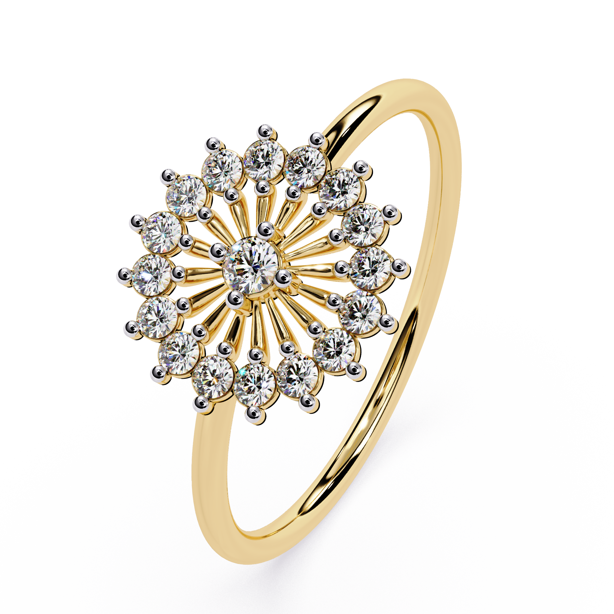 Floral Burst Diamond Ring – Lab Grown Cluster Statement Round Diamond Cocktail Engagement Ring- Lustraa’s Floral Ring