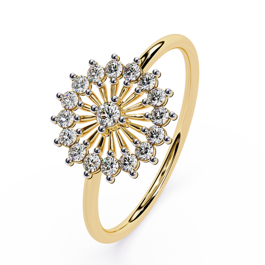 Lab Grown Diamond Floral Burst Ring | Cluster Statement Ring | Round Diamond Cocktail Ring | Elegant Engagement Ring -Lustraa’s Floral Ring