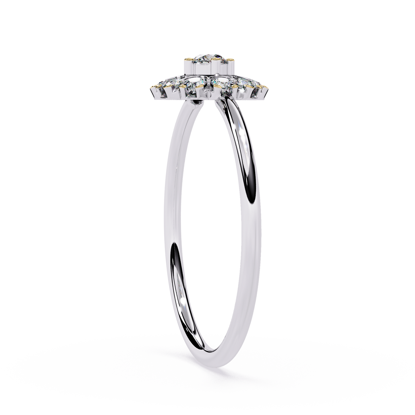Lab Grown Diamond Halo Ring | Round Cluster Engagement Ring | Floral Diamond Statement Ring | Dainty Cocktail Ring -Lustraa’s Floral Ring
