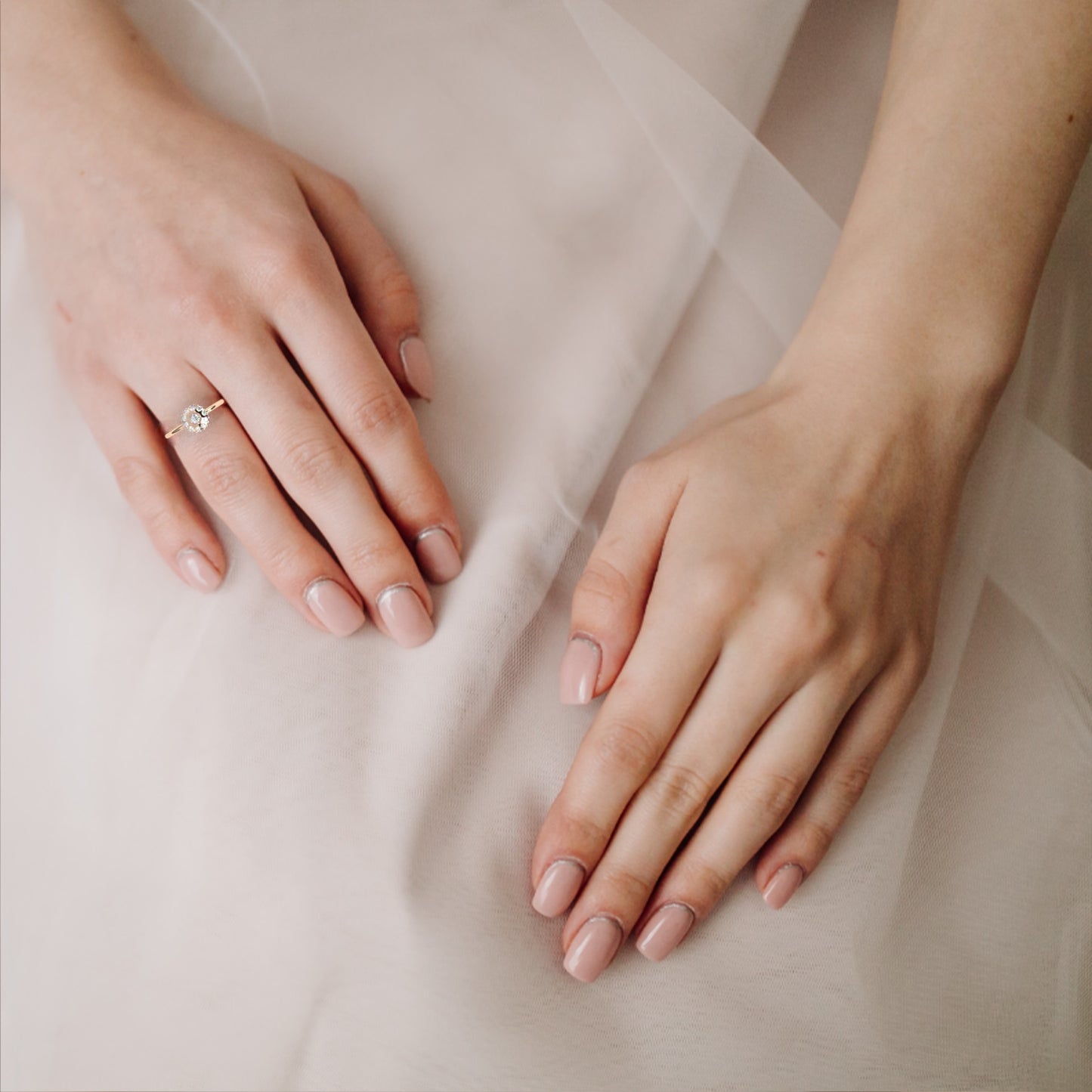 Lab Grown Diamond Halo Ring | Round Cluster Engagement Ring | Floral Diamond Statement Ring | Dainty Cocktail Ring -Lustraa’s Floral Ring