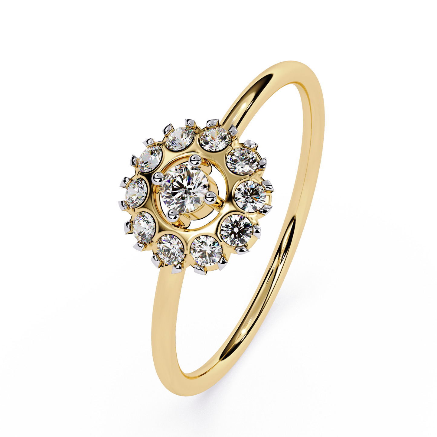 Lab Grown Diamond Halo Ring | Round Cluster Engagement Ring | Floral Diamond Statement Ring | Dainty Cocktail Ring -Lustraa’s Floral Ring