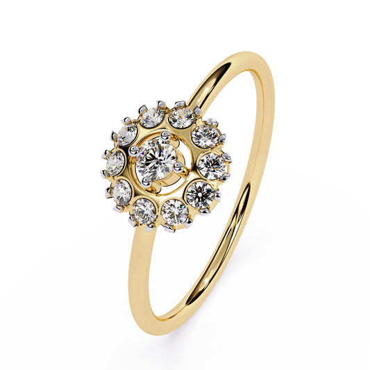 Lab Grown Diamond Halo Ring | Round Cluster Engagement Ring | Floral Diamond Statement Ring | Dainty Cocktail Ring -Lustraa’s Floral Ring