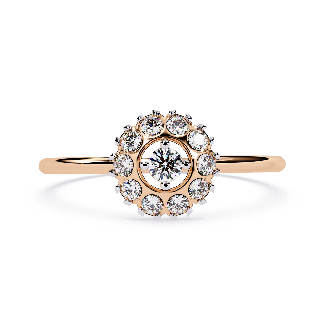 Halo Diamond Ring – Lab Grown Round Cluster Floral Statement Cocktail Engagement Ring- Lustraa’s Floral Rings