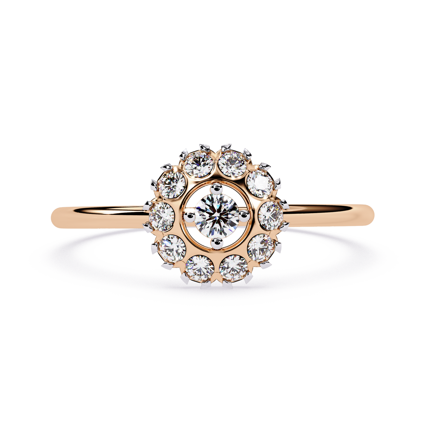 Lab Grown Diamond Halo Ring | Round Cluster Engagement Ring | Floral Diamond Statement Ring | Dainty Cocktail Ring -Lustraa’s Floral Ring