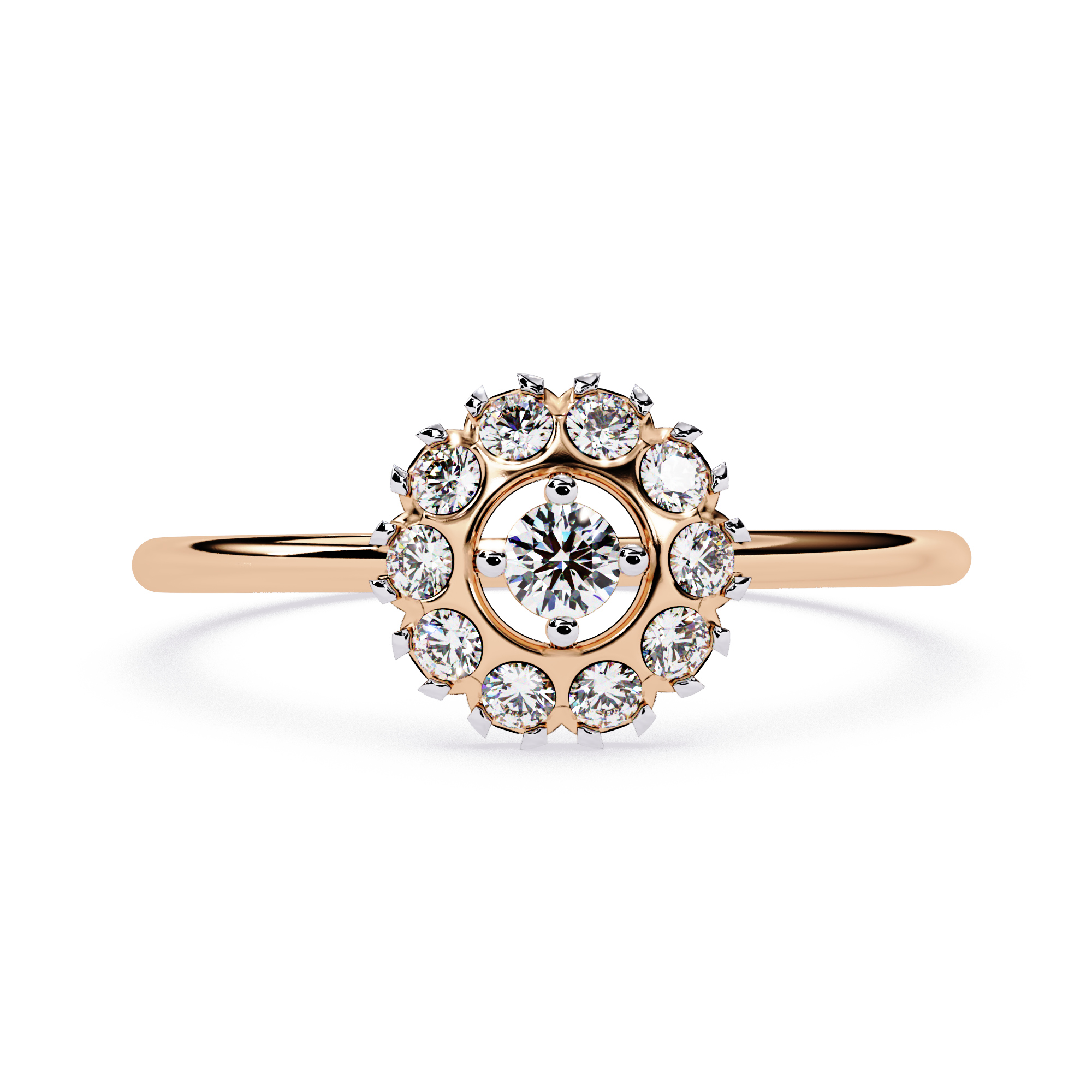 Halo Diamond Ring – Lab Grown Round Cluster Floral Statement Cocktail Engagement Ring- Lustraa’s Floral Rings