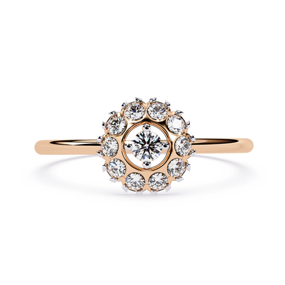 Lab Grown Diamond Halo Ring | Round Cluster Engagement Ring | Floral Diamond Statement Ring | Dainty Cocktail Ring -Lustraa’s Floral Ring