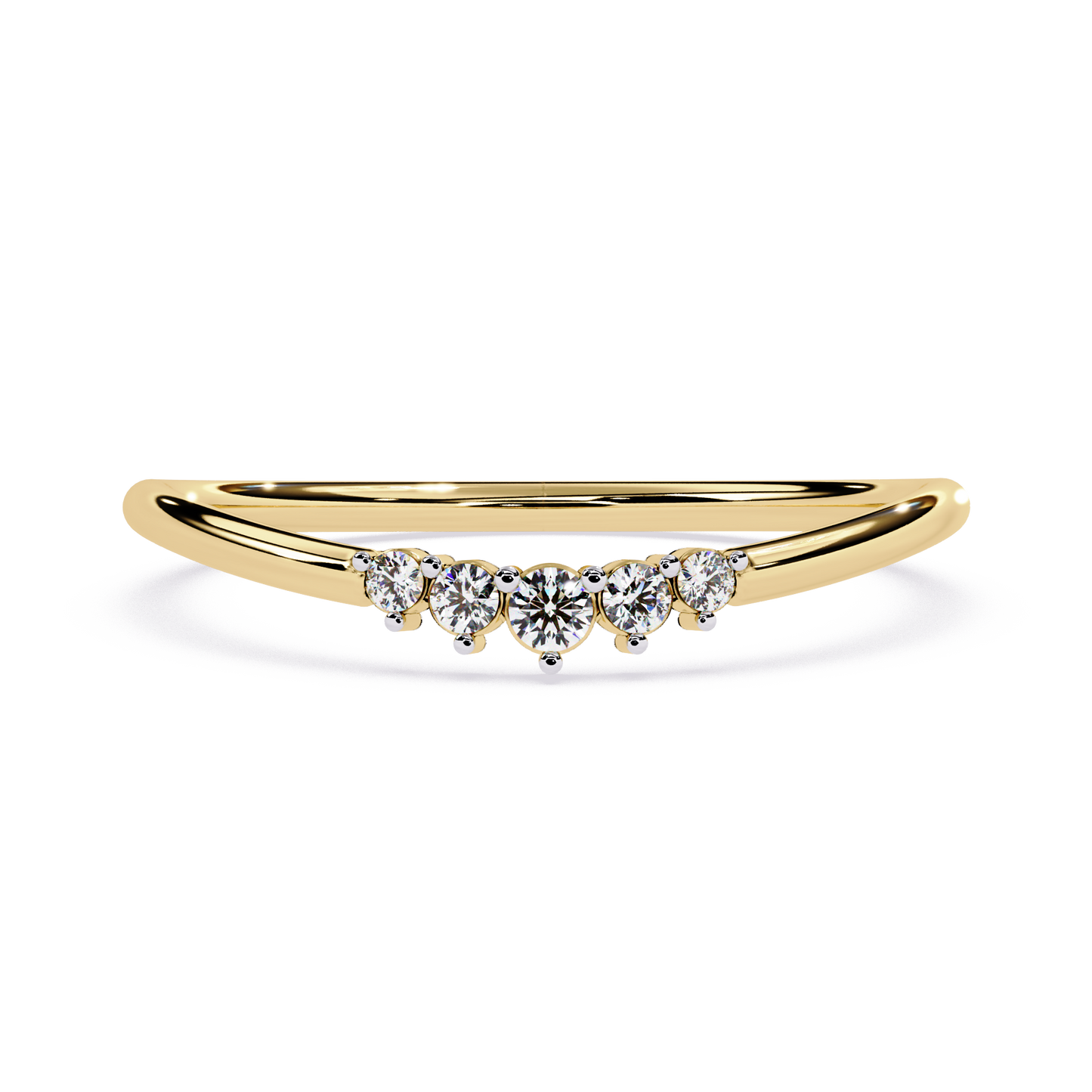 Dainty Curved Lab Grown Diamond Ring | Chevron Stacking Ring | Minimalist Pavé Wedding Band | Promise Ring -Lustraa’s Stackable Ring