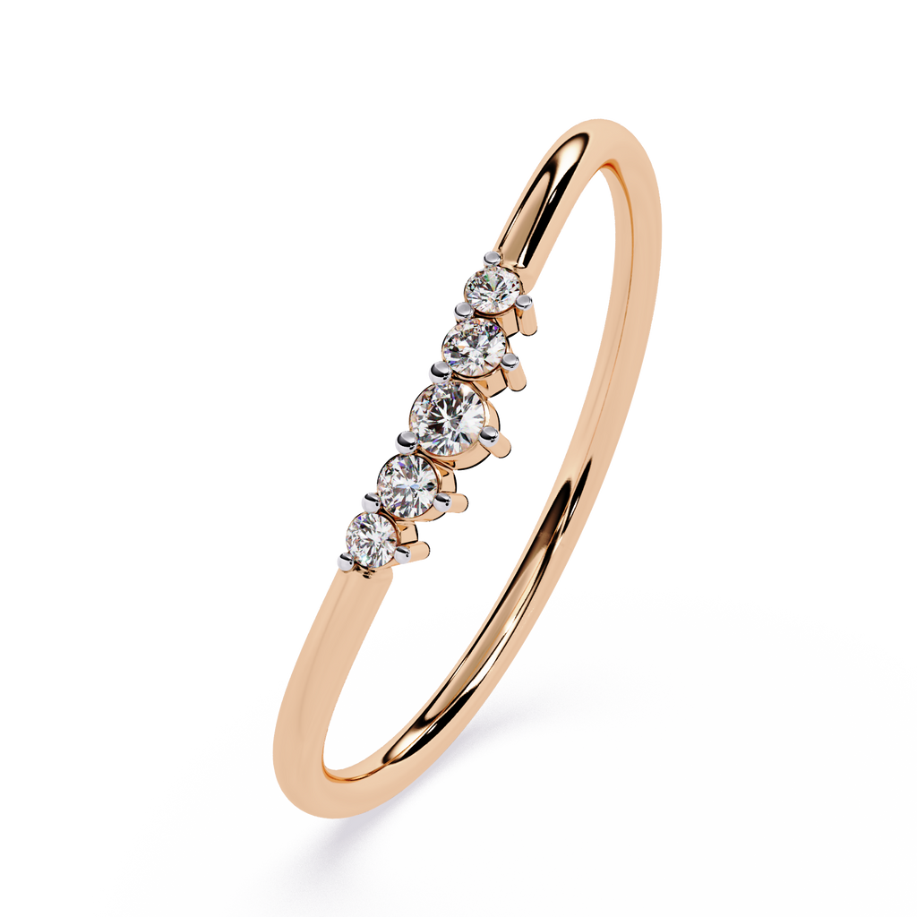 Curved Diamond Ring – Lab Grown Chevron Stacking Minimalist Pavé Promise Band – Lustraa’s Stackable Ring
