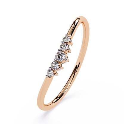 Dainty Curved Lab Grown Diamond Ring | Chevron Stacking Ring | Minimalist Pavé Wedding Band | Promise Ring -Lustraa’s Stackable Ring