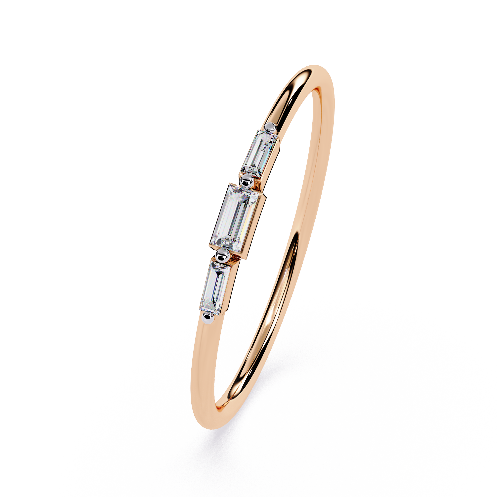 Baguette Diamond Ring – Minimalist Lab Grown 3-Stone Stacking Dainty Modern Promise Ring - Lustraa’s Stackable Ring