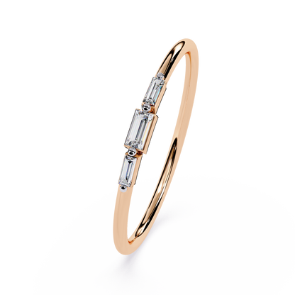 Minimalist Baguette Diamond Ring| Lab Grown Diamond Stacking Ring | Dainty 3-Stone Band | Modern Promise Ring -Lustraa’s Stackable Ring