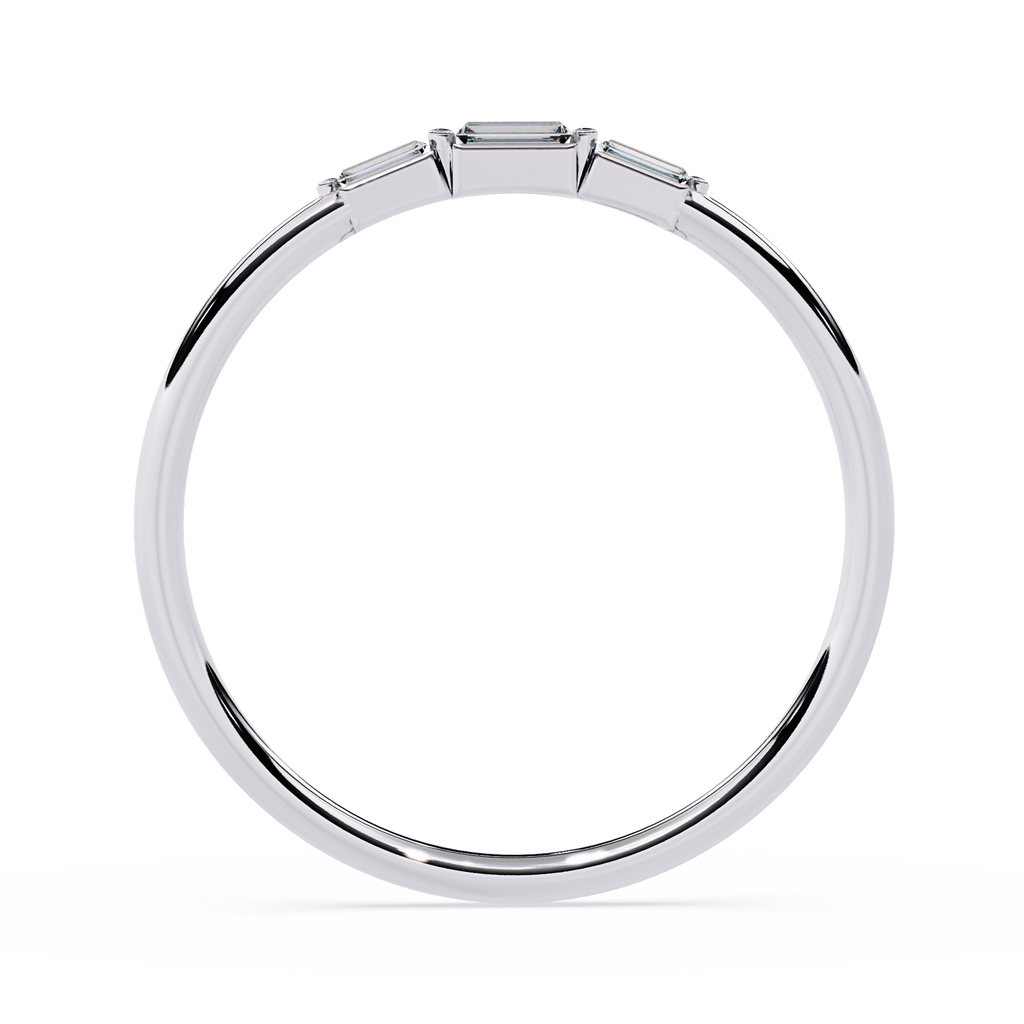 Baguette Diamond Ring – Minimalist Lab Grown 3-Stone Stacking Dainty Modern Promise Ring - Lustraa’s Stackable Ring