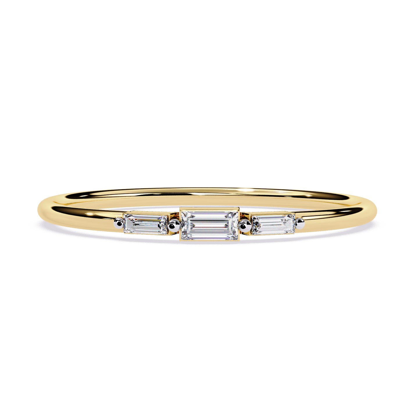 Minimalist Baguette Diamond Ring| Lab Grown Diamond Stacking Ring | Dainty 3-Stone Band | Modern Promise Ring -Lustraa’s Stackable Ring