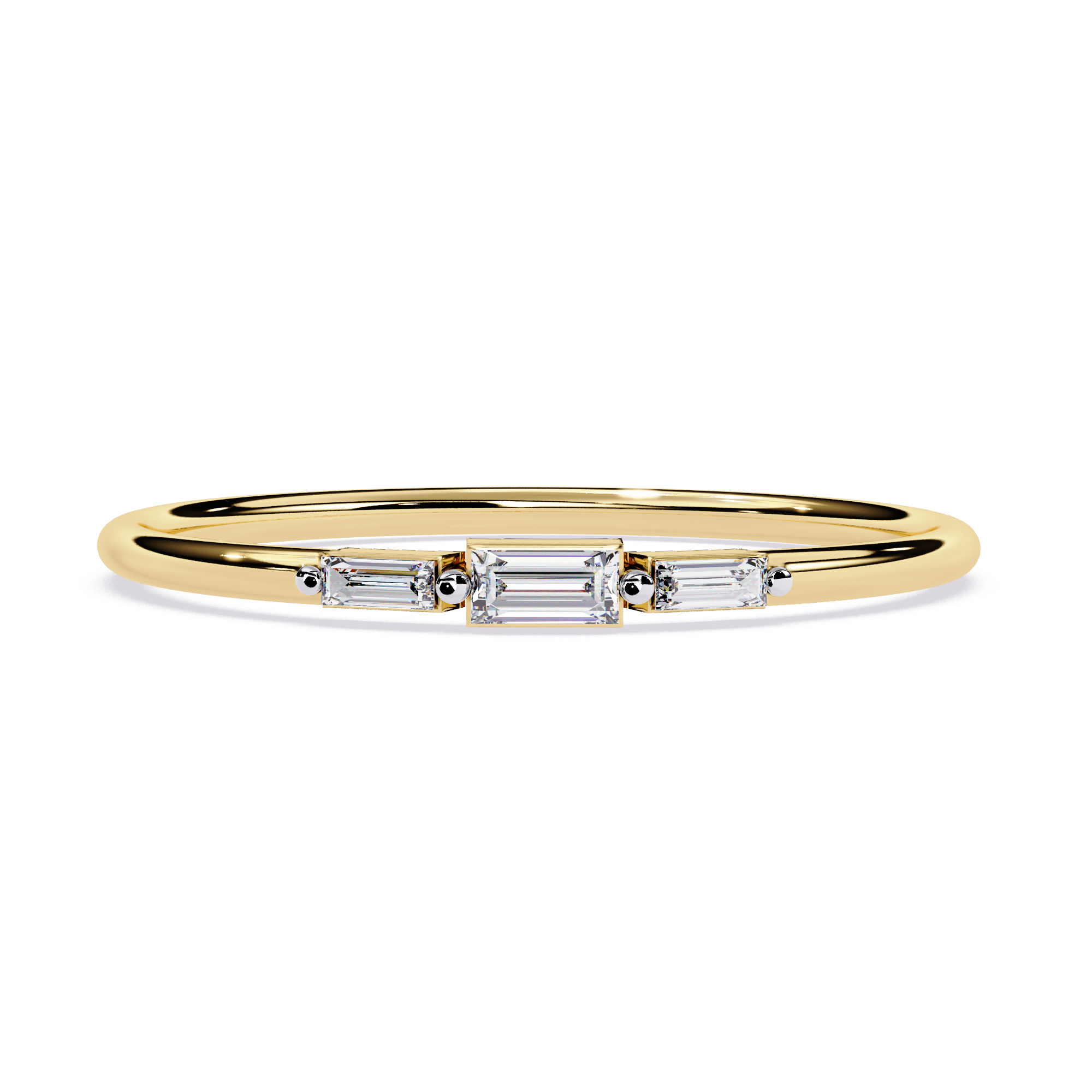 Baguette Diamond Ring – Minimalist Lab Grown 3-Stone Stacking Dainty Modern Promise Ring - Lustraa’s Stackable Ring