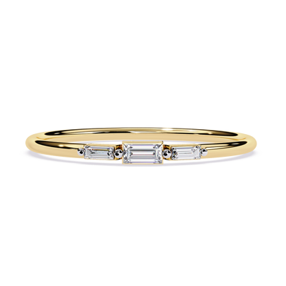 Minimalist Baguette Diamond Ring| Lab Grown Diamond Stacking Ring | Dainty 3-Stone Band | Modern Promise Ring -Lustraa’s Stackable Ring