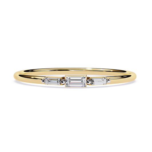 Minimalist Baguette Diamond Ring| Lab Grown Diamond Stacking Ring | Dainty 3-Stone Band | Modern Promise Ring -Lustraa’s Stackable Ring