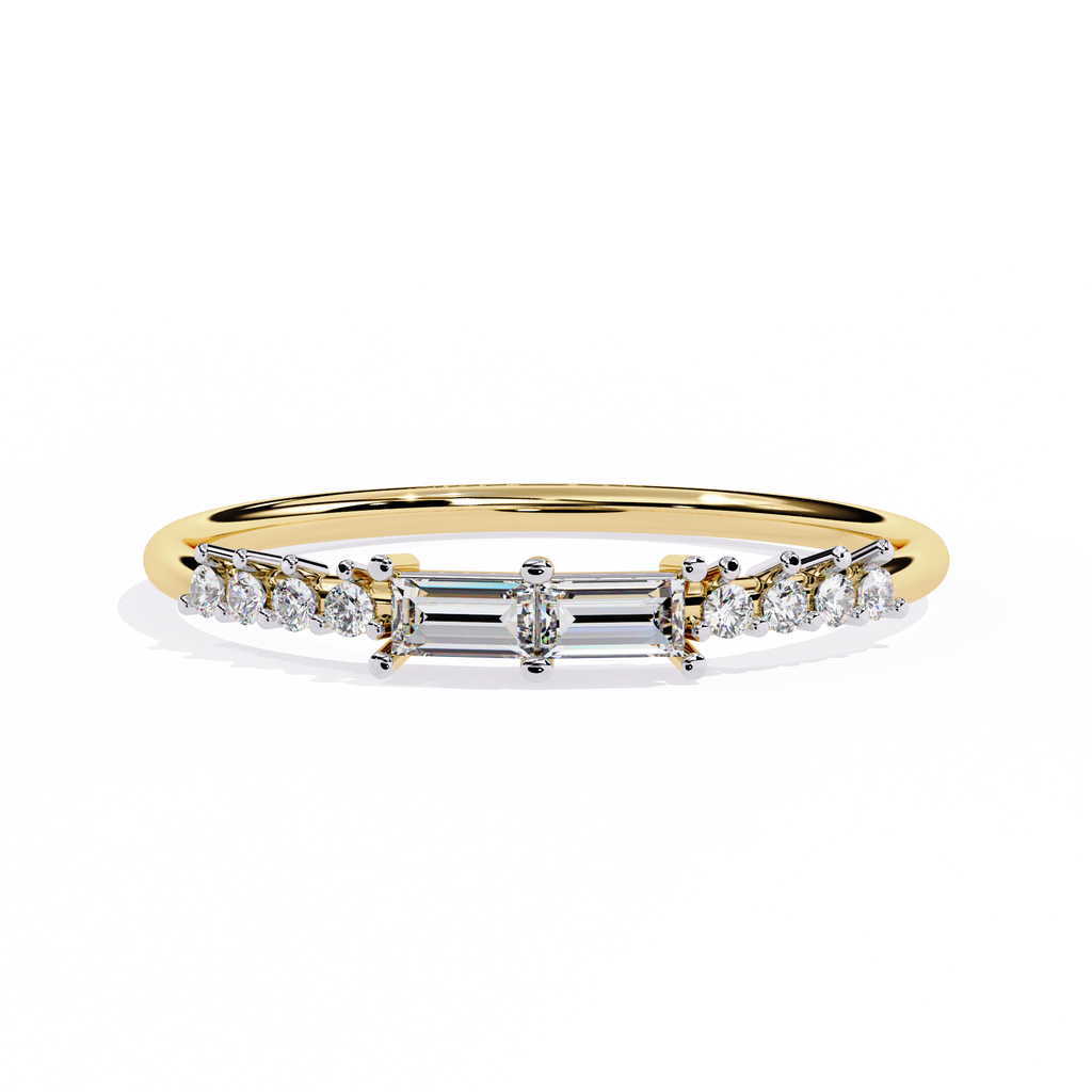 Baguette and Round Diamond Ring – Lab Grown Half Eternity Stackable Pavé Wedding Promise Ring – Lustraa’s Eternity Ring