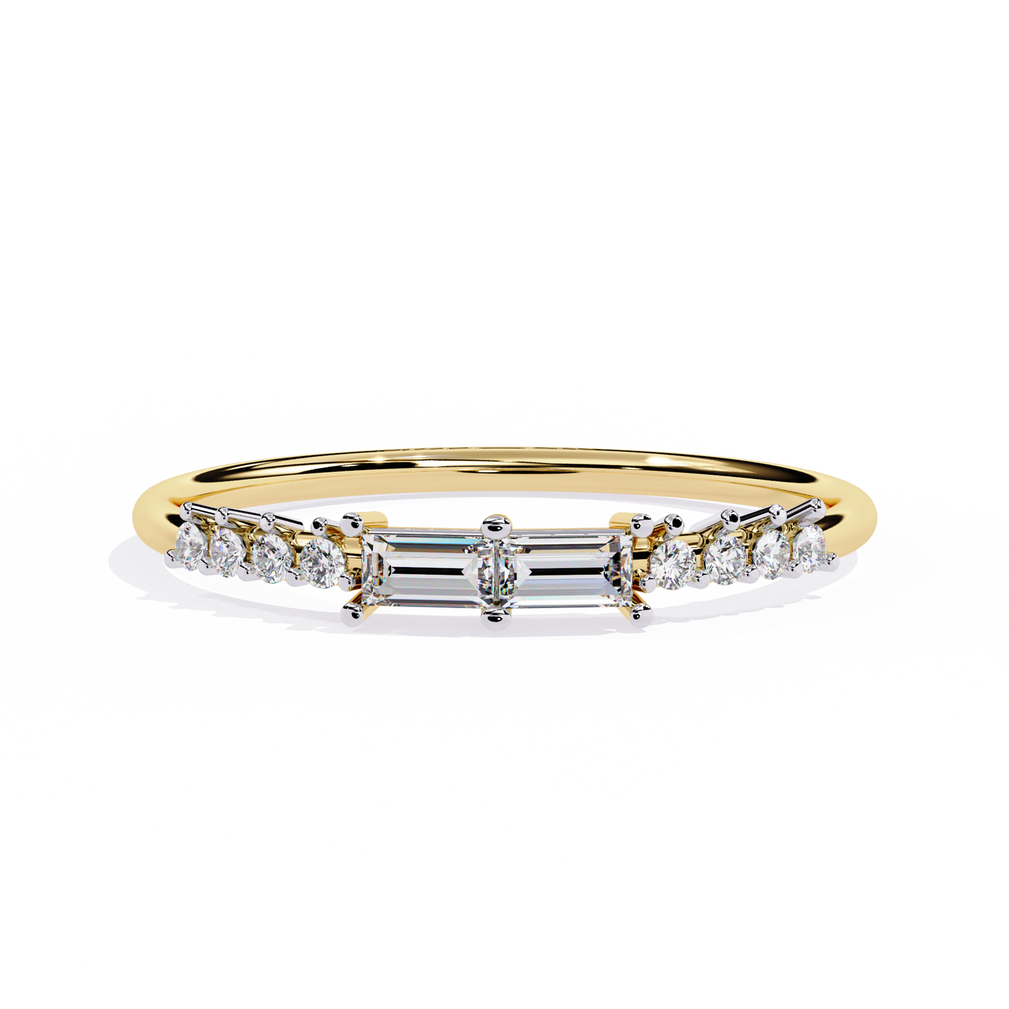 Baguette and Round Diamond Ring | Lab Grown Diamond Half Eternity Band | Stackable Pavé Wedding Ring | Dainty Promise Ring– Lustraa’s Eternity Ring