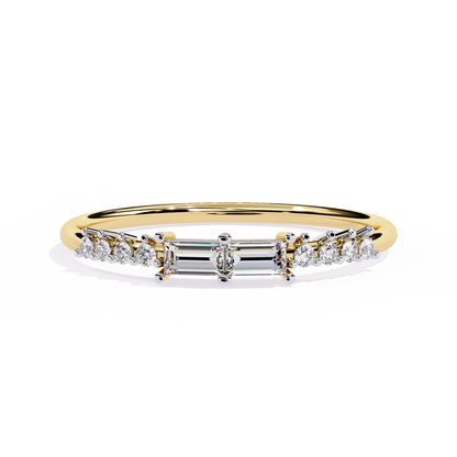 Baguette and Round Diamond Ring | Lab Grown Diamond Half Eternity Band | Stackable Pavé Wedding Ring | Dainty Promise Ring– Lustraa’s Eternity Ring