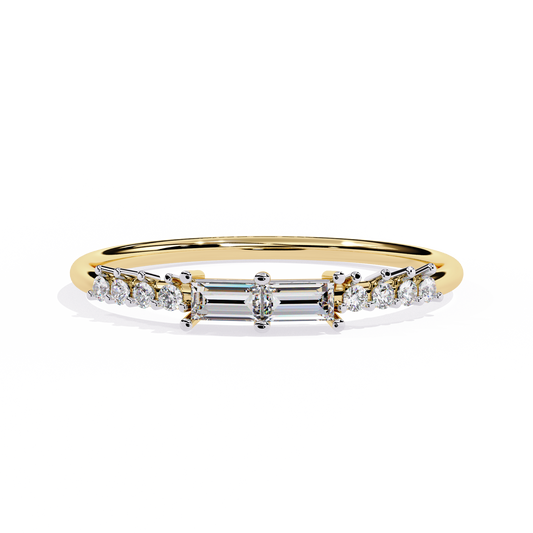 Baguette and Round Diamond Ring | Lab Grown Diamond Half Eternity Band | Stackable Pavé Wedding Ring | Dainty Promise Ring– Lustraa’s Eternity Ring
