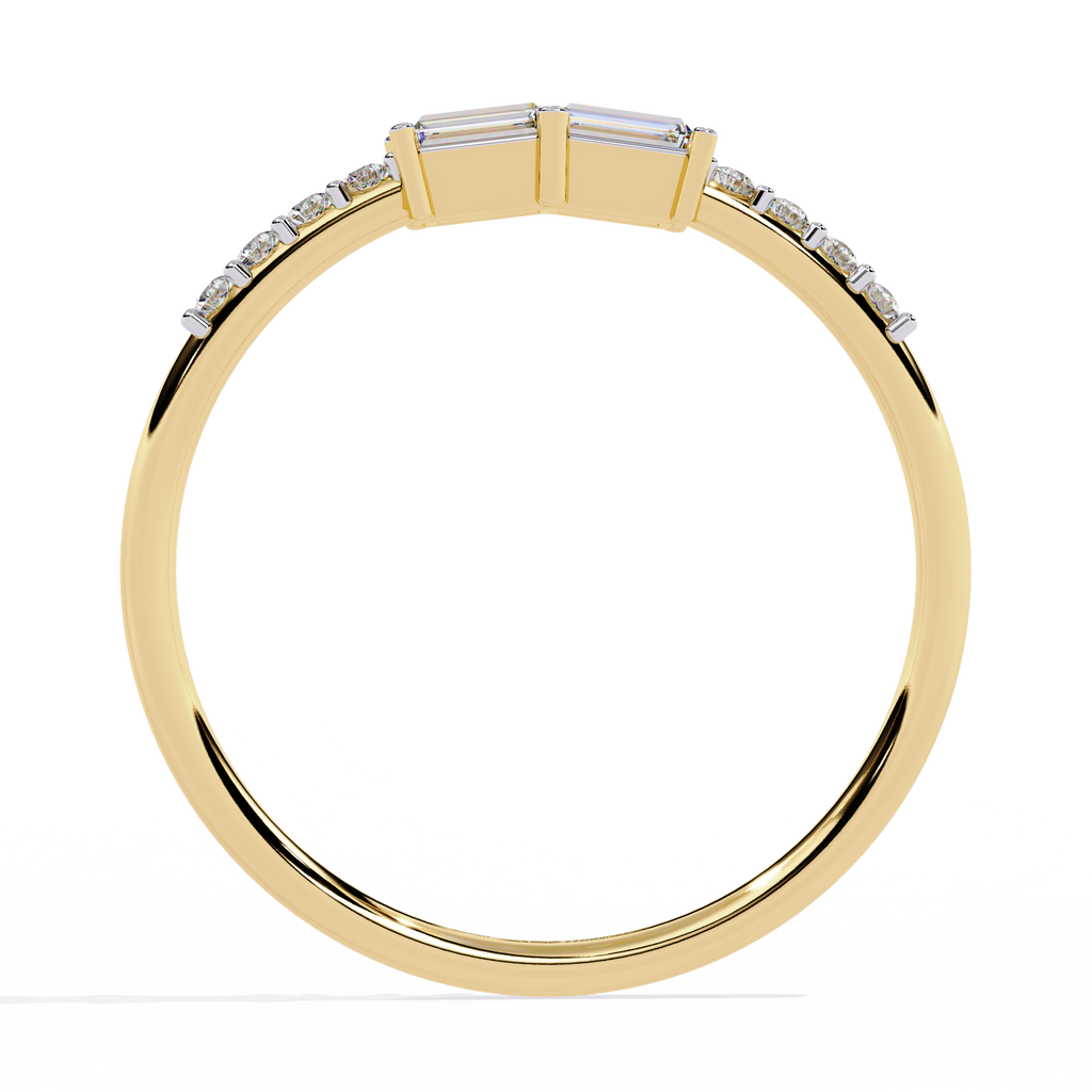 Baguette and Round Diamond Ring – Lab Grown Half Eternity Stackable Pavé Wedding Promise Ring – Lustraa’s Eternity Ring