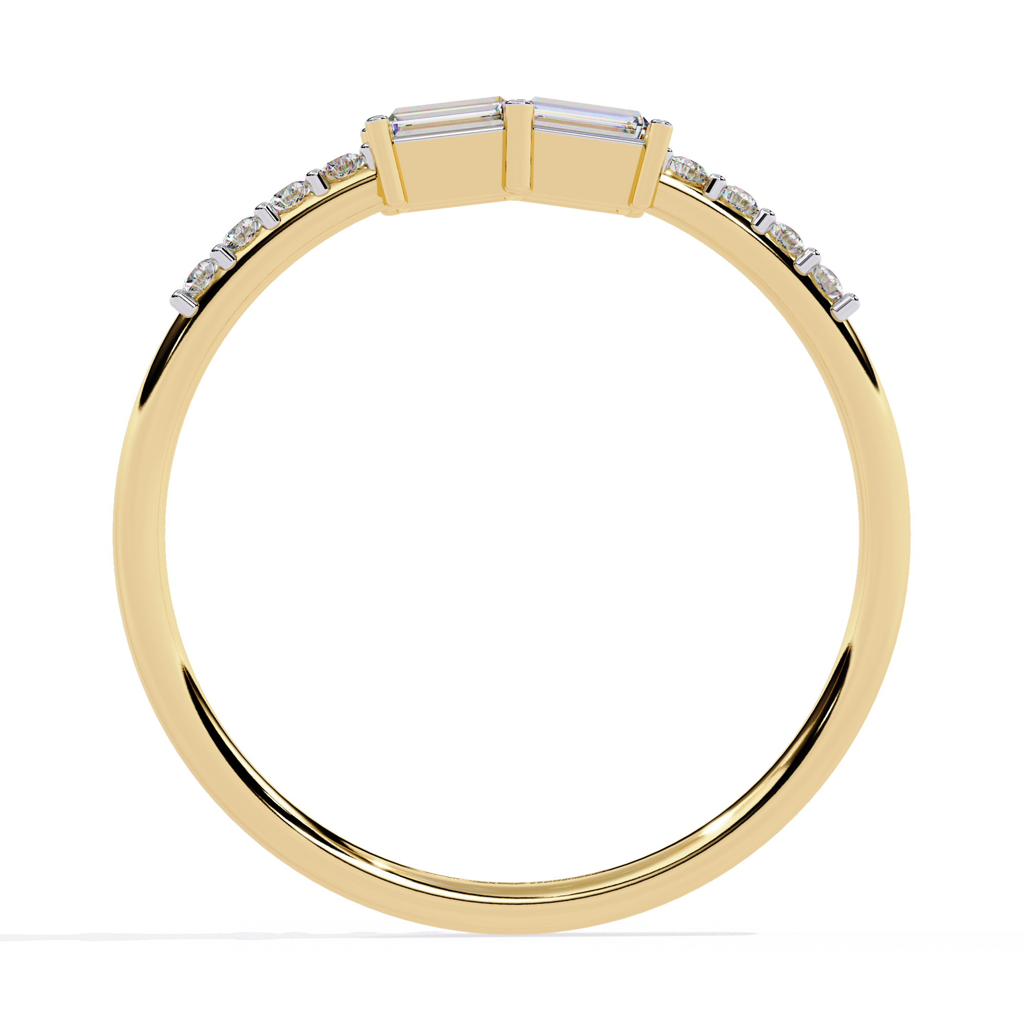 Baguette and Round Diamond Ring – Lab Grown Half Eternity Stackable Pavé Wedding Promise Ring – Lustraa’s Eternity Ring