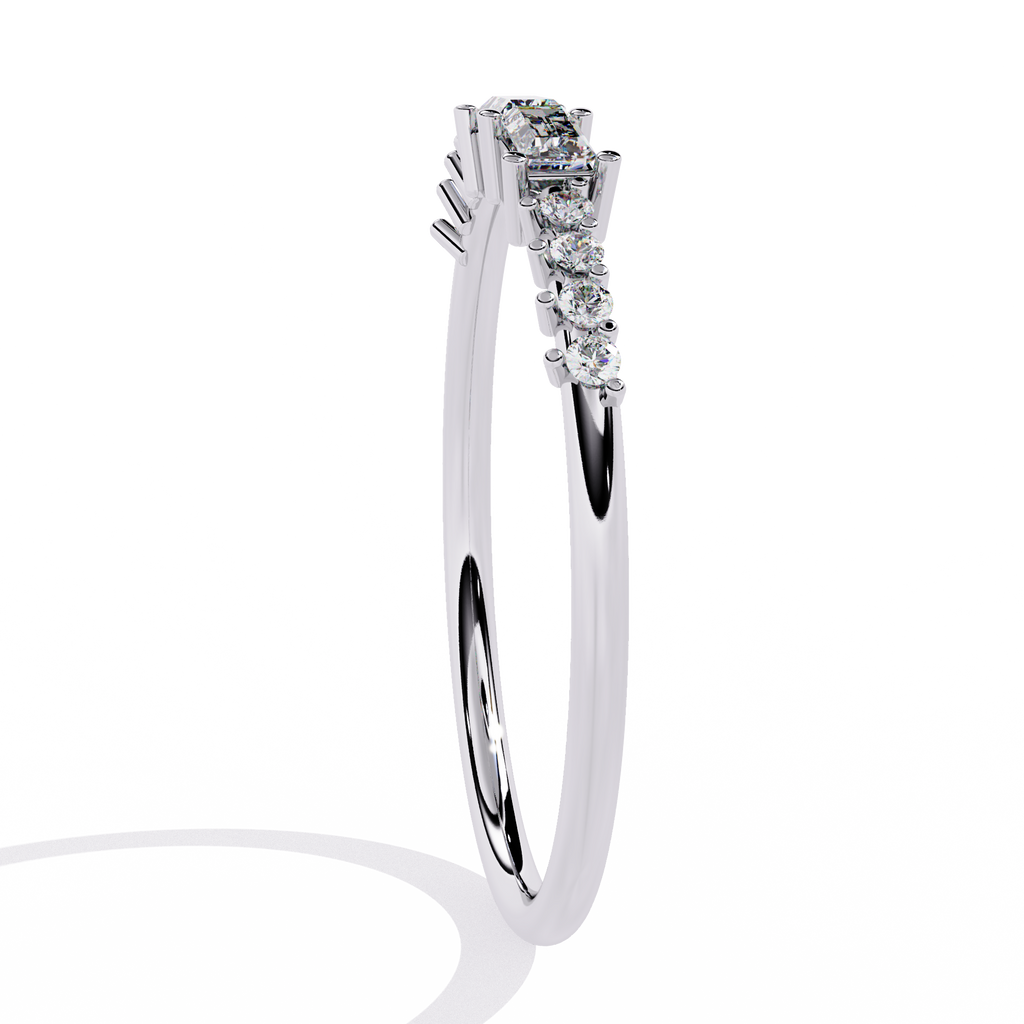 Baguette and Round Diamond Ring – Lab Grown Half Eternity Stackable Pavé Wedding Promise Ring – Lustraa’s Eternity Ring