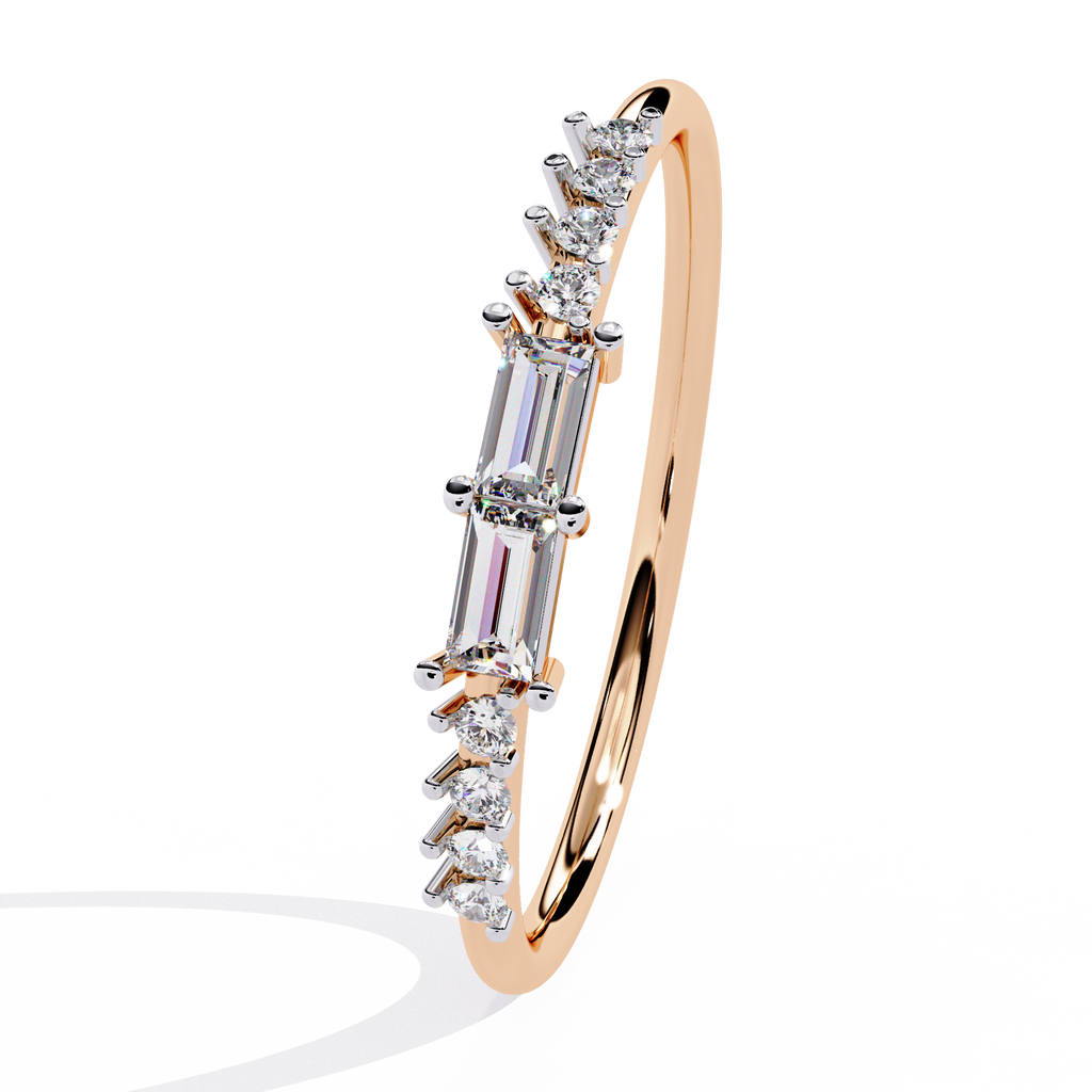 Baguette and Round Diamond Ring – Lab Grown Half Eternity Stackable Pavé Wedding Promise Ring – Lustraa’s Eternity Ring