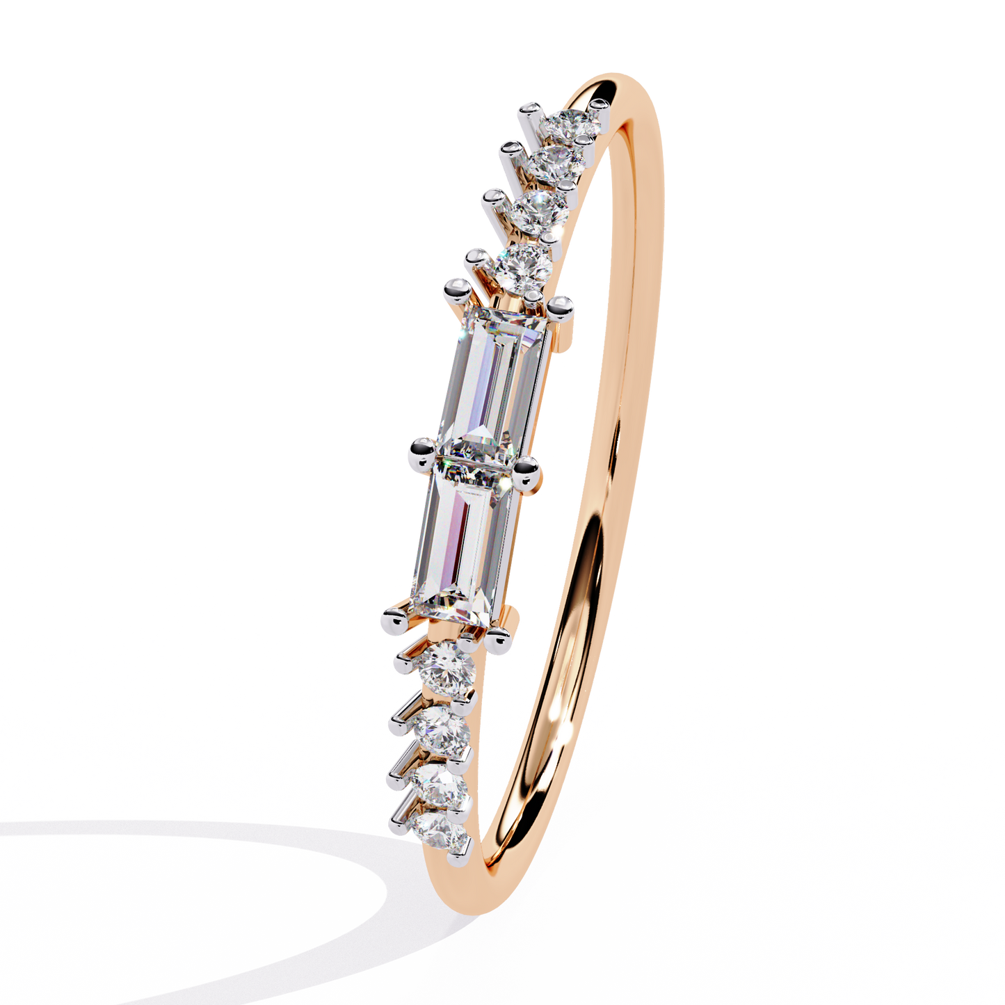 Baguette and Round Diamond Ring | Lab Grown Diamond Half Eternity Band | Stackable Pavé Wedding Ring | Dainty Promise Ring– Lustraa’s Eternity Ring