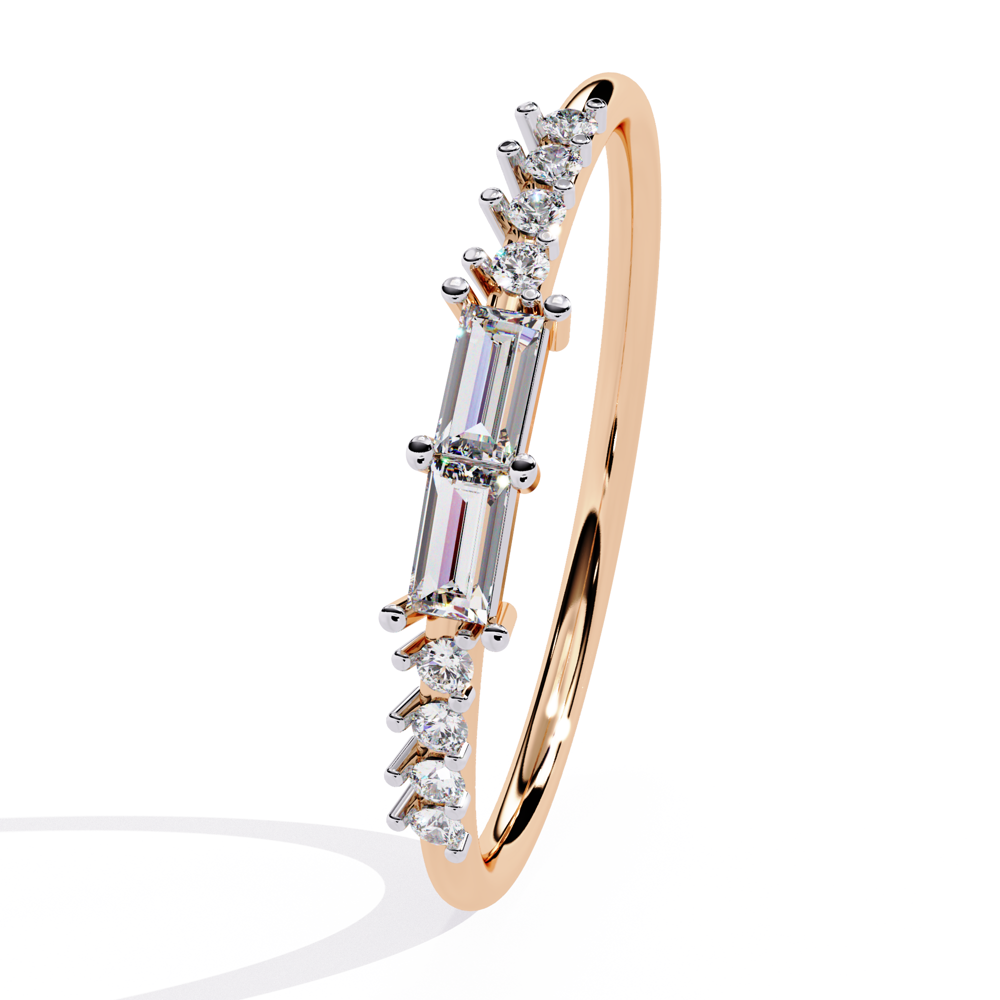 Baguette and Round Diamond Ring – Lab Grown Half Eternity Stackable Pavé Wedding Promise Ring – Lustraa’s Eternity Ring