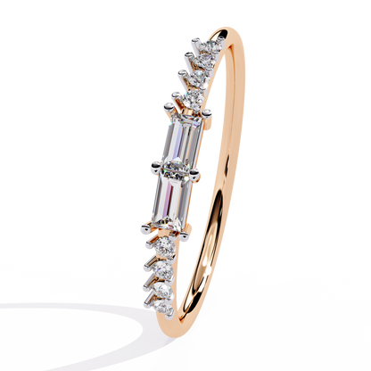 Baguette and Round Diamond Ring | Lab Grown Diamond Half Eternity Band | Stackable Pavé Wedding Ring | Dainty Promise Ring– Lustraa’s Eternity Ring