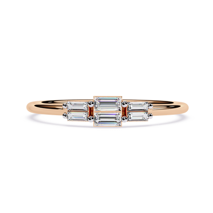 Triple Row Baguette Diamond Ring| Lab Grown Diamond Geometric Ring | Minimalist Stackable Band | Dainty Promise Ring -Lustraa’s