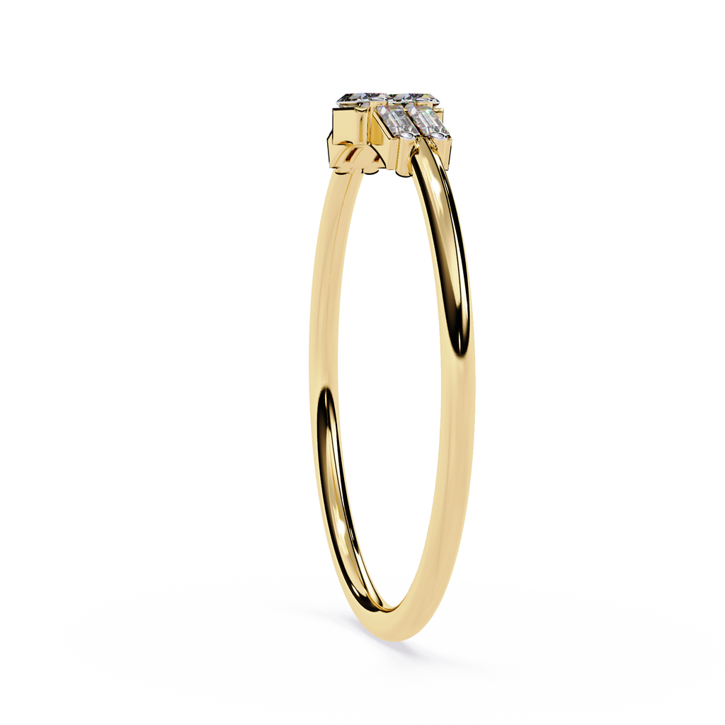 Triple Row Diamond Ring – Lab Grown Baguette Geometric Minimalist Stackable Promise Band - Lustraa’s Stackable Ring