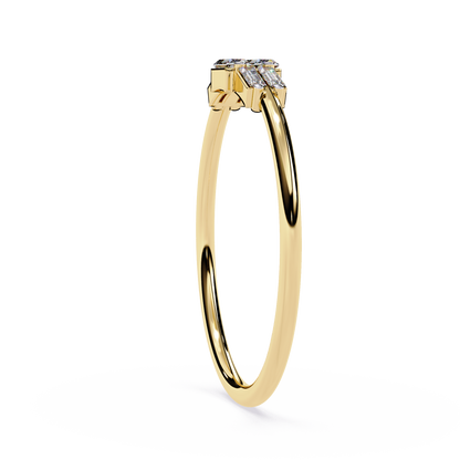 Triple Row Baguette Diamond Ring| Lab Grown Diamond Geometric Ring | Minimalist Stackable Band | Dainty Promise Ring -Lustraa’s
