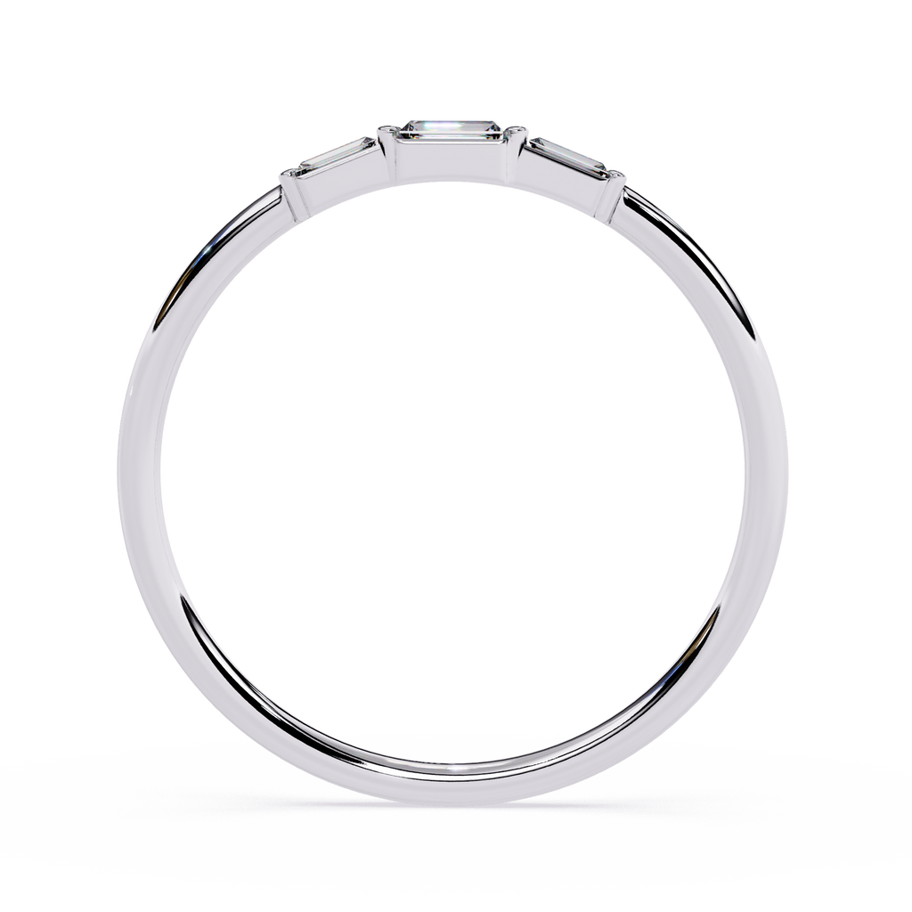 Triple Row Diamond Ring – Lab Grown Baguette Geometric Minimalist Stackable Promise Band - Lustraa’s Stackable Ring