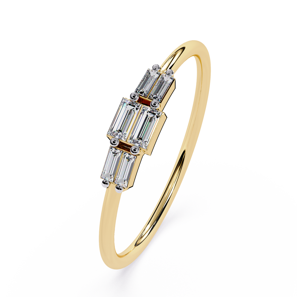 Triple Row Diamond Ring – Lab Grown Baguette Geometric Minimalist Stackable Promise Band - Lustraa’s Stackable Ring
