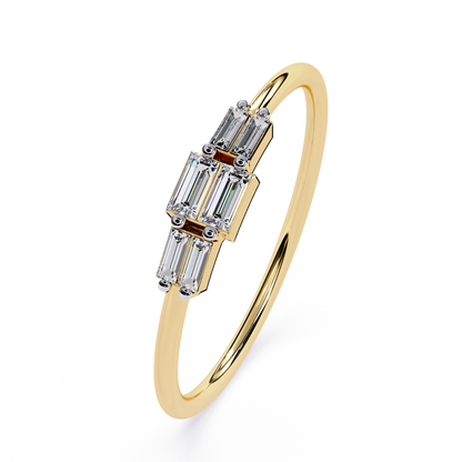 Triple Row Baguette Diamond Ring| Lab Grown Diamond Geometric Ring | Minimalist Stackable Band | Dainty Promise Ring -Lustraa’s
