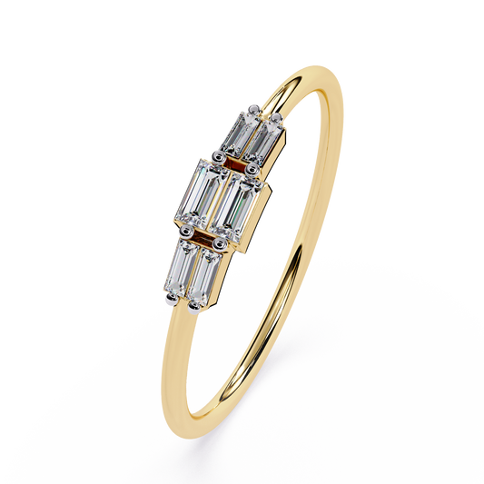 Triple Row Baguette Diamond Ring| Lab Grown Diamond Geometric Ring | Minimalist Stackable Band | Dainty Promise Ring -Lustraa’s